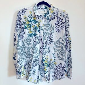 Cynthia Rowley 100% linen greenery blouse